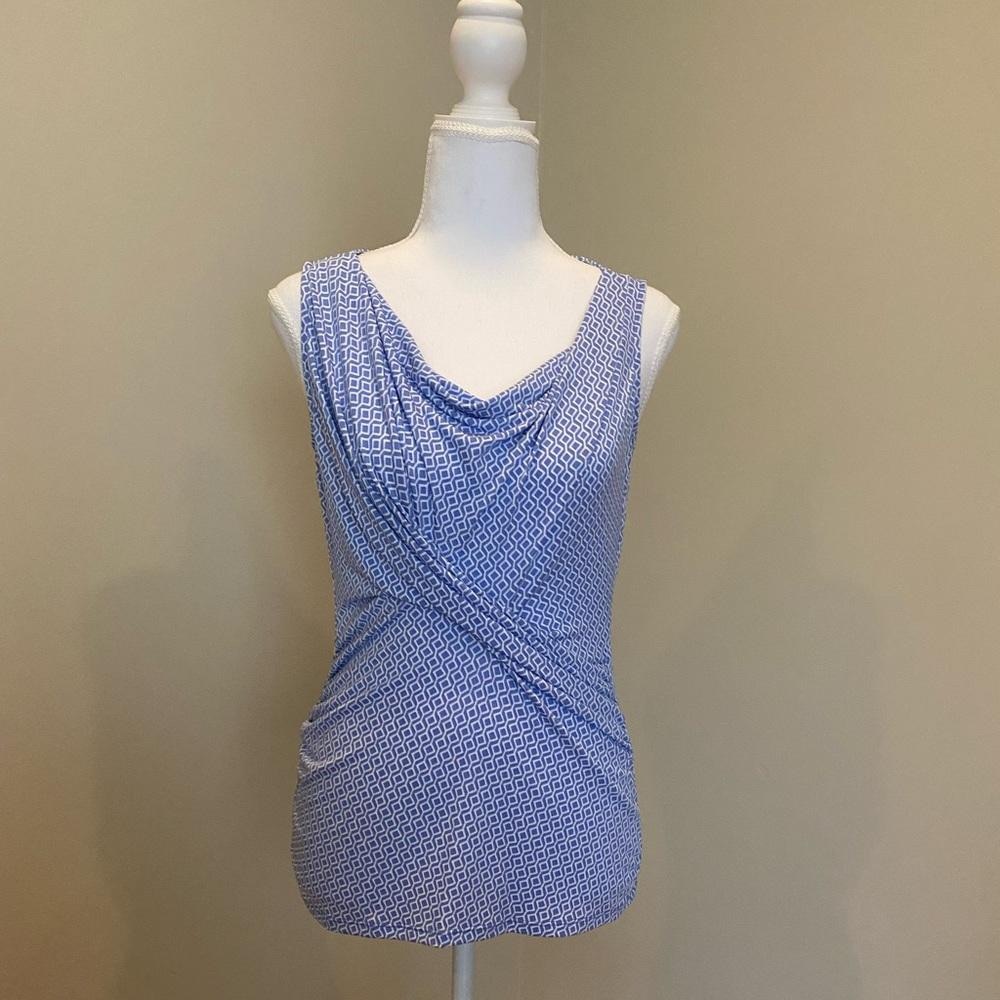 Blue Sleeveless Draped Top